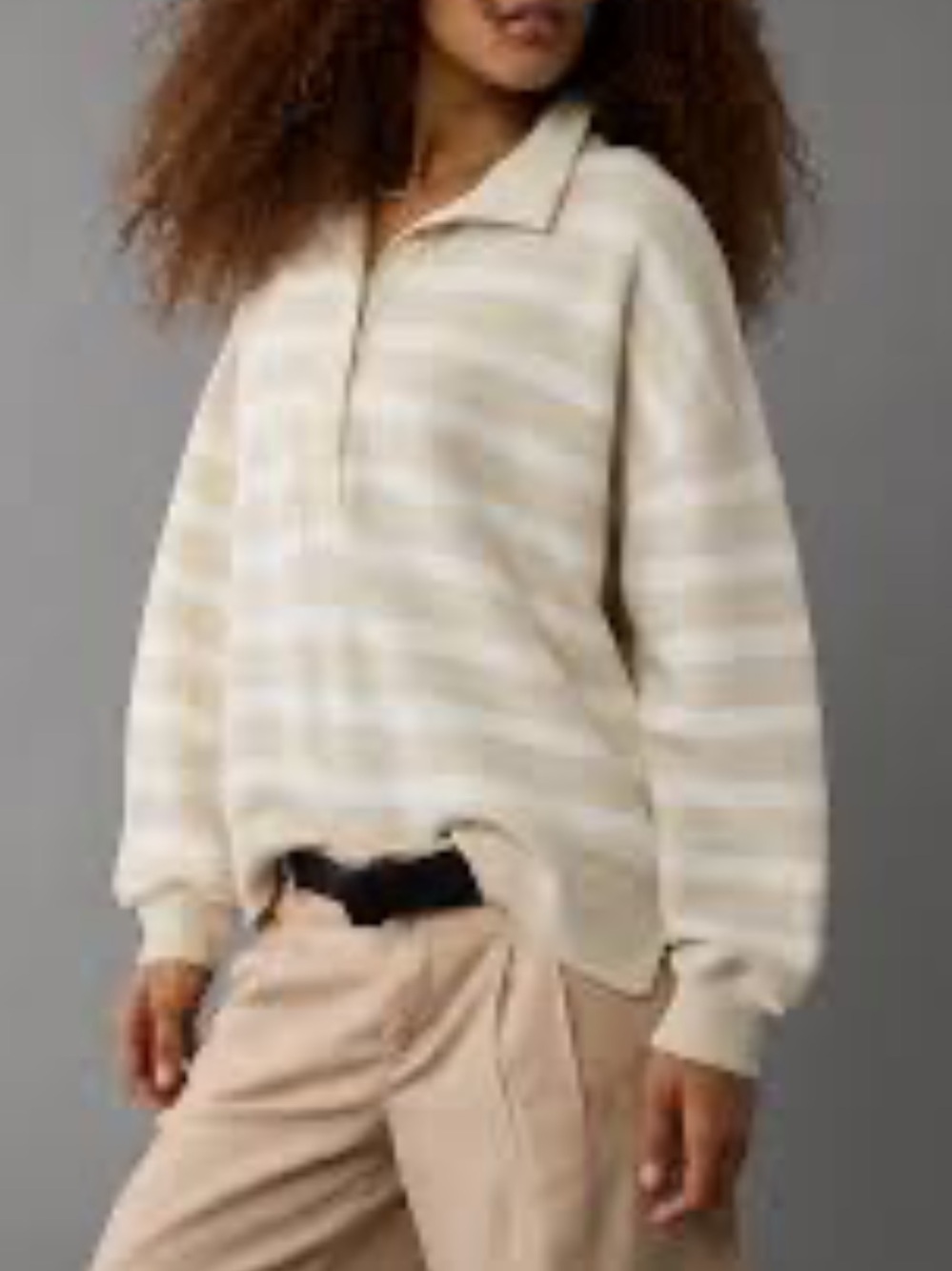 American Eagle Oversized Henley Sweatshirt